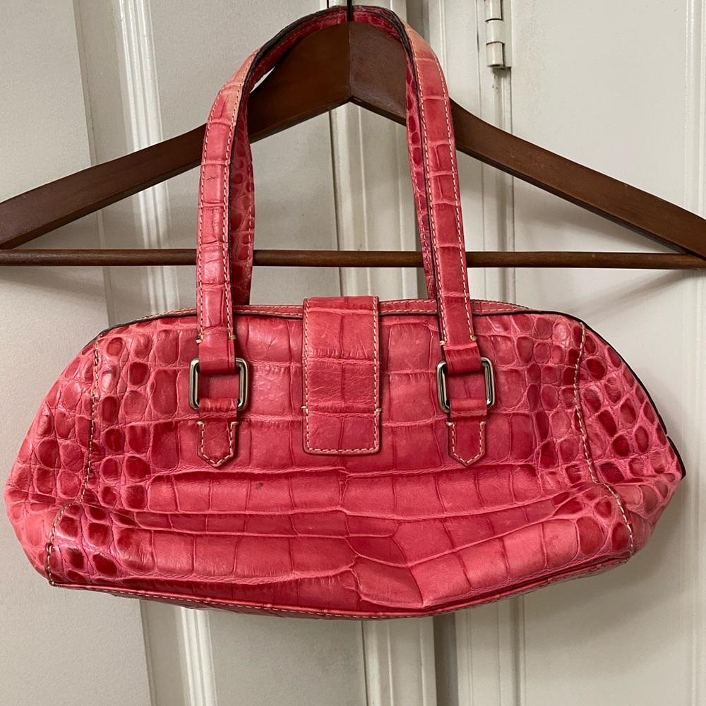 Dooney & Bourke Pink Croc Leather Shoulder Handbag - Picture 4 of 9